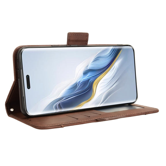 For Honor Magic6 Pro Skin Feel Calf Texture Card Slots Leather Phone Case(Brown)