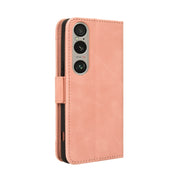 For Sony Xperia 1 VI 2024 Skin Feel Calf Texture Card Slots Leather Phone Case(Pink)