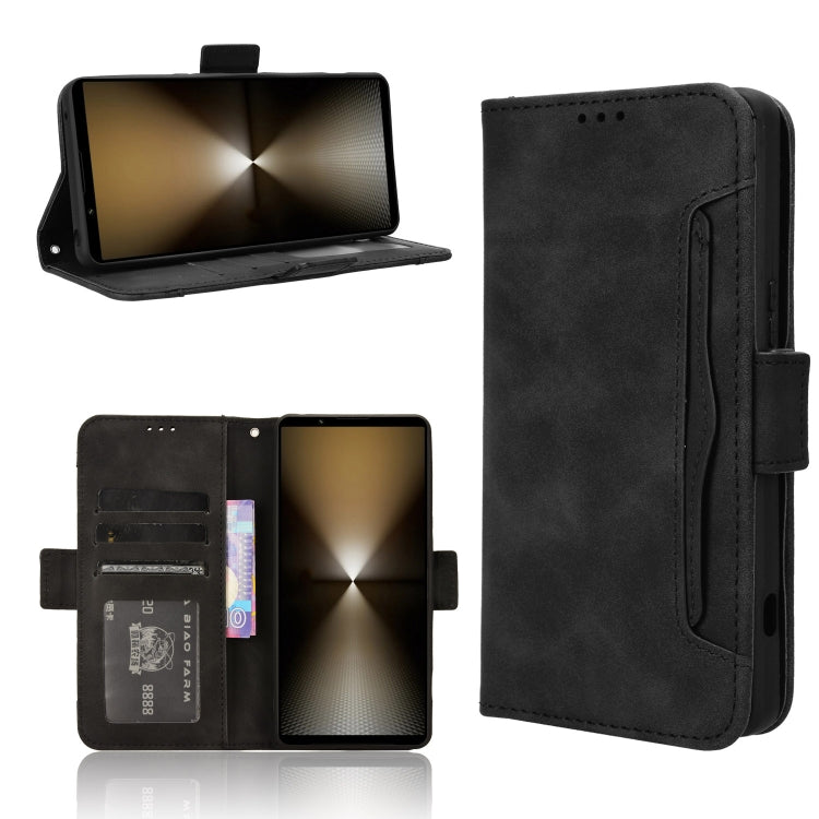 For Sony Xperia 1 VI 2024 Skin Feel Calf Texture Card Slots Leather Phone Case(Black) - Sony Cases by PMC Jewellery | Online Shopping South Africa | PMC Jewellery | Buy Now Pay Later Mobicred