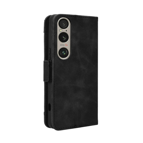 For Sony Xperia 1 VI 2024 Skin Feel Calf Texture Card Slots Leather Phone Case(Black)