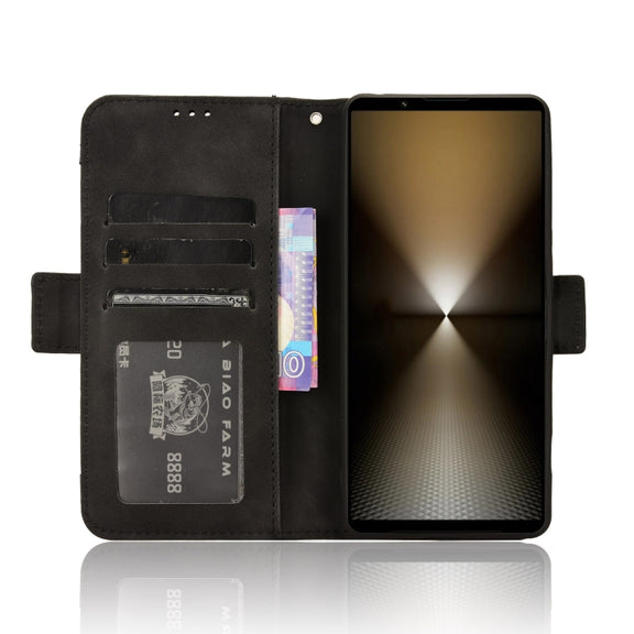 For Sony Xperia 1 VI 2024 Skin Feel Calf Texture Card Slots Leather Phone Case(Black)