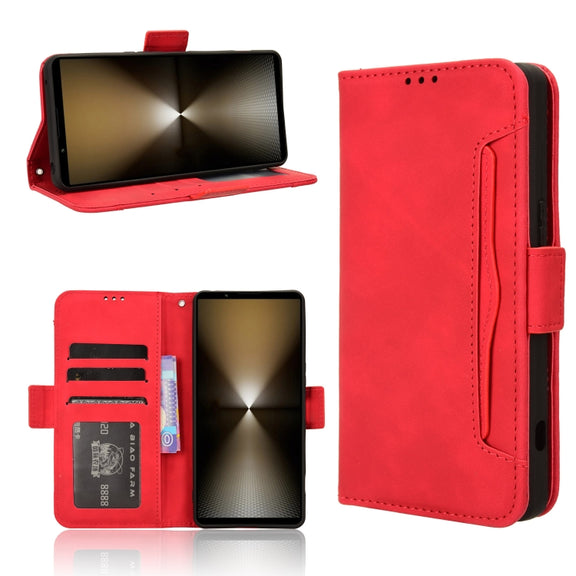 For Sony Xperia 1 VI 2024 Skin Feel Calf Texture Card Slots Leather Phone Case(Red)