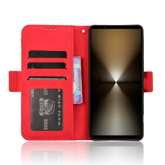 For Sony Xperia 1 VI 2024 Skin Feel Calf Texture Card Slots Leather Phone Case(Red)