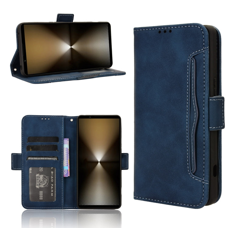 For Sony Xperia 1 VI 2024 Skin Feel Calf Texture Card Slots Leather Phone Case(Blue) - Sony Cases by PMC Jewellery | Online Shopping South Africa | PMC Jewellery | Buy Now Pay Later Mobicred