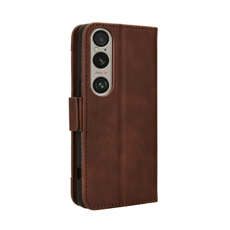For Sony Xperia 1 VI 2024 Skin Feel Calf Texture Card Slots Leather Phone Case(Brown)