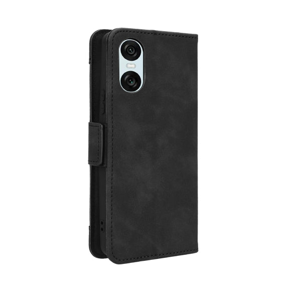 For Sony Xperia 10 VI 2024 Skin Feel Calf Texture Card Slots Leather Phone Case(Black)