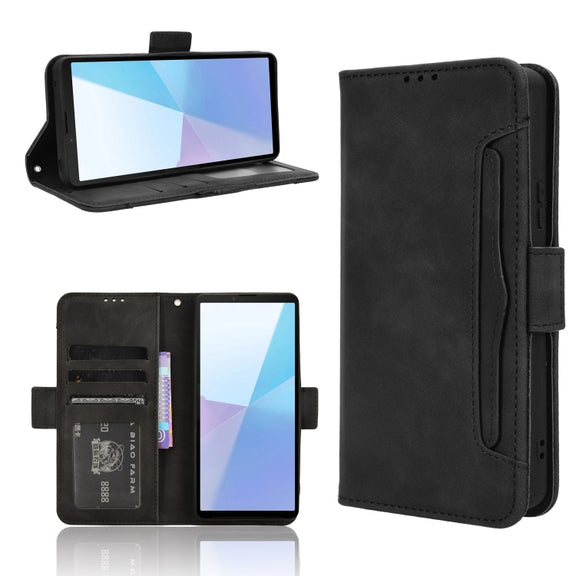 For Sony Xperia 10 VI 2024 Skin Feel Calf Texture Card Slots Leather Phone Case(Black)