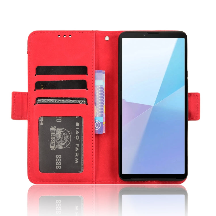 For Sony Xperia 10 VI 2024 Skin Feel Calf Texture Card Slots Leather Phone Case(Red)