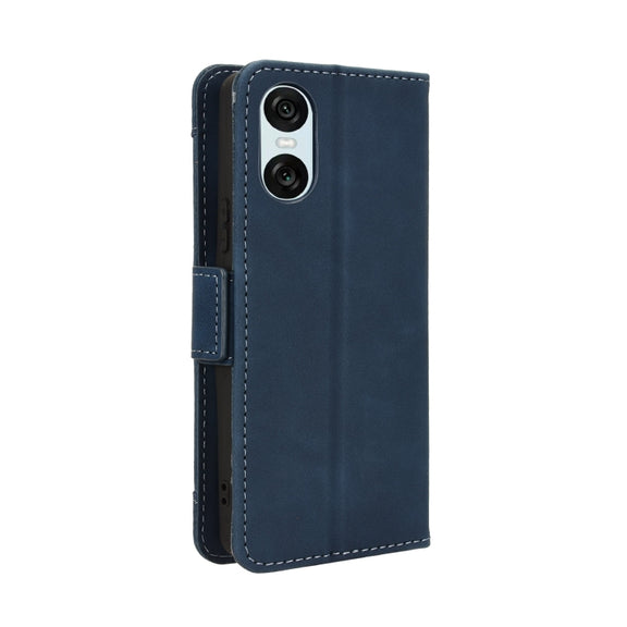 For Sony Xperia 10 VI 2024 Skin Feel Calf Texture Card Slots Leather Phone Case(Blue)