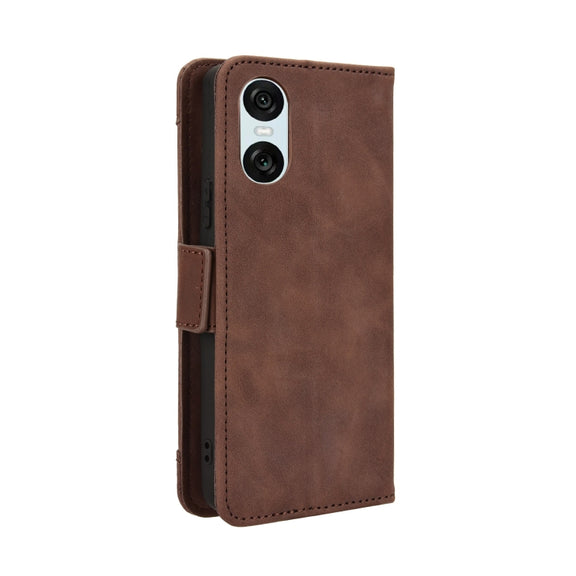 For Sony Xperia 10 VI 2024 Skin Feel Calf Texture Card Slots Leather Phone Case(Brown)