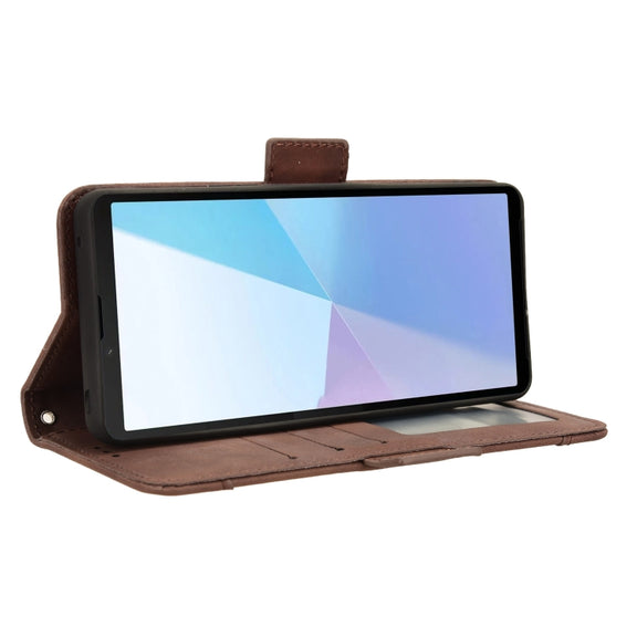 For Sony Xperia 10 VI 2024 Skin Feel Calf Texture Card Slots Leather Phone Case(Brown)