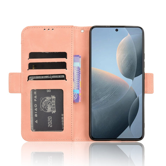 For Xiaomi Redmi K70 / K70 Pro 5G Skin Feel Calf Texture Card Slots Leather Phone Case(Pink)