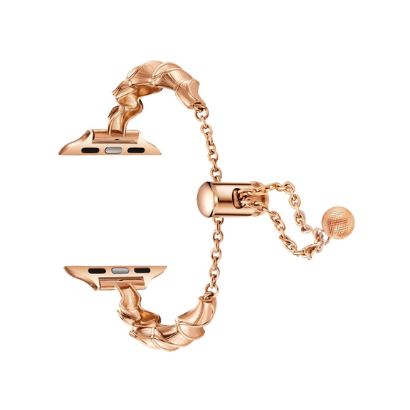 Ribbon Wave Metal Watch Band For Apple Watch 9 41mm(Rose Gold)