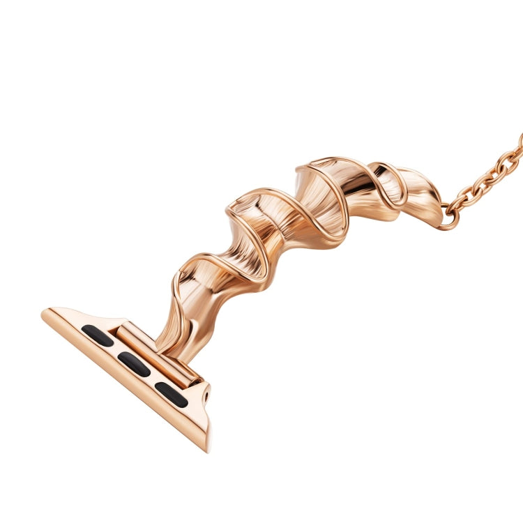 Ribbon Wave Metal Watch Band For Apple Watch 9 41mm(Rose Gold)