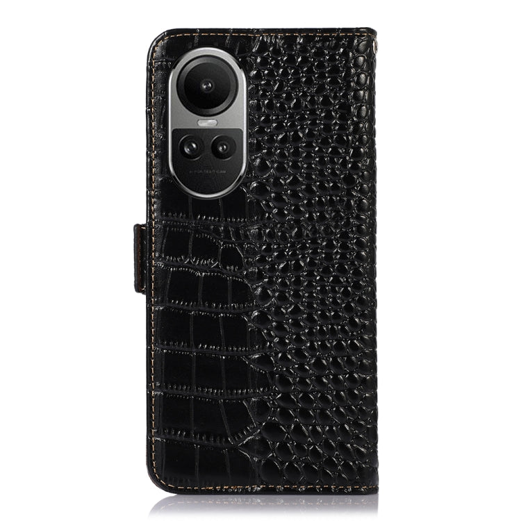 For OPPO Reno10 5G / 10 Pro 5G Global Crocodile Top Layer Cowhide Leather Phone Case(Black) - OPPO Cases by PMC TechLife | Online Shopping South Africa | PMC TechLife | Buy Now Pay Later Mobicred