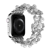 Four-leaf Bead Metal Watch Band For Apple Watch 9 45mm(Silver)
