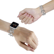 Four-leaf Bead Metal Watch Band For Apple Watch 9 41mm(Silver)