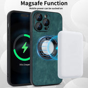 For iPhone 14 Pro Max Skin Feel Leather MagSafe Magnetic Phone Case(Green)