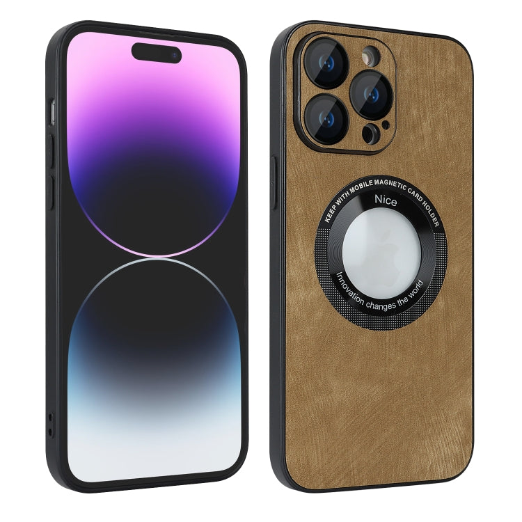 For iPhone 14 Pro Max Skin Feel Leather MagSafe Magnetic Phone Case(Brown) - iPhone 14 Pro Max Cases by PMC TechLife | Online Shopping South Africa | PMC TechLife