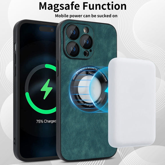 For iPhone 13 Pro Skin Feel Leather MagSafe Magnetic Phone Case(Green)