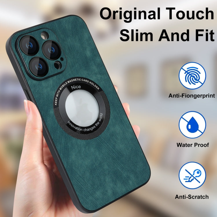 For iPhone 13 Pro Skin Feel Leather MagSafe Magnetic Phone Case(Green)