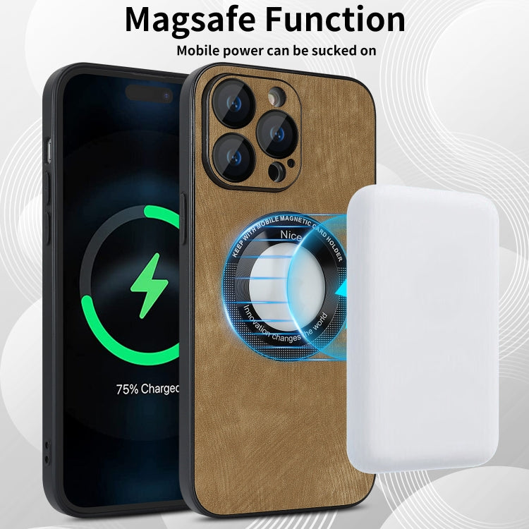 For iPhone 13 Pro Skin Feel Leather MagSafe Magnetic Phone Case(Brown) - free shipping - PMC TechLife - Order now!