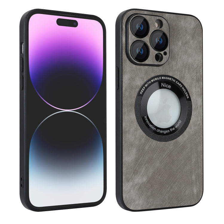 For iPhone 13 Pro Max Skin Feel Leather MagSafe Magnetic Phone Case(Grey) - iPhone 13 Pro Max Cases by PMC TechLife | Online Shopping South Africa | PMC TechLife
