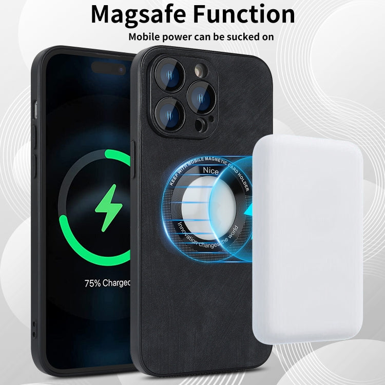For iPhone 12 Pro Max Skin Feel Leather MagSafe Magnetic Phone Case(Black) - iPhone 12 Pro Max Cases by PMC TechLife | Online Shopping South Africa | PMC TechLife