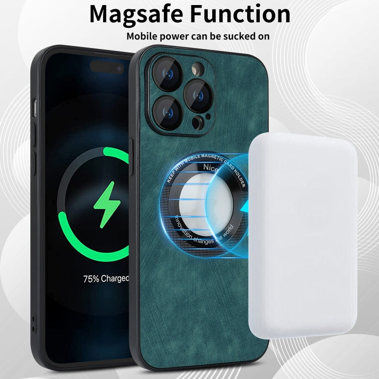 For iPhone 11 Pro Max Skin Feel Leather MagSafe Magnetic Phone Case(Green)