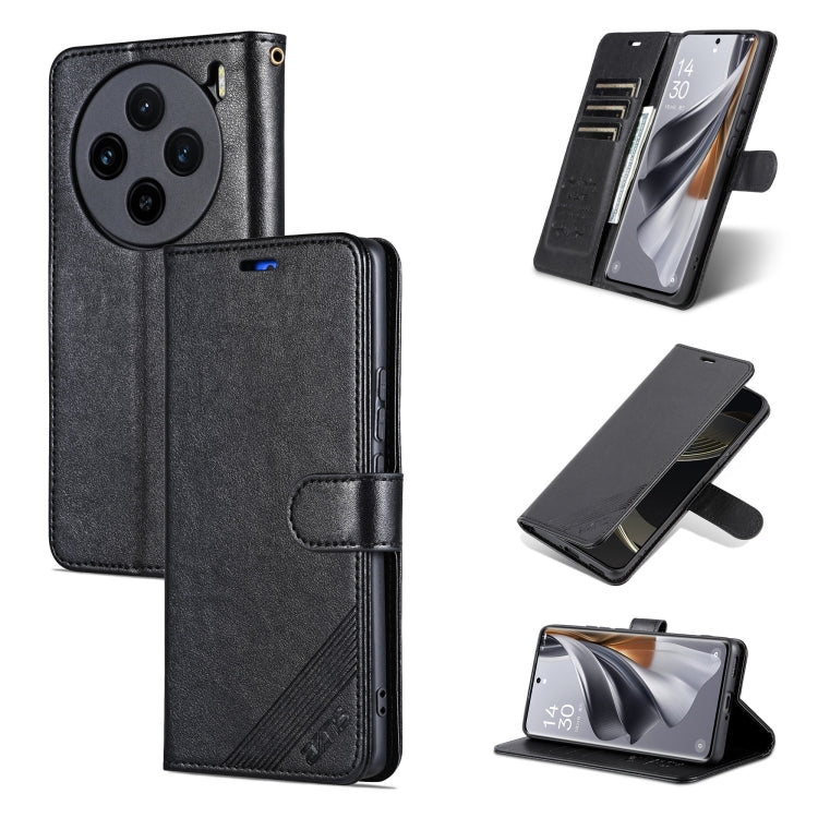 For vivo X100 5G AZNS Sheepskin Texture Flip Leather Phone Case(Black) - free shipping - PMC TechLife - Order now!