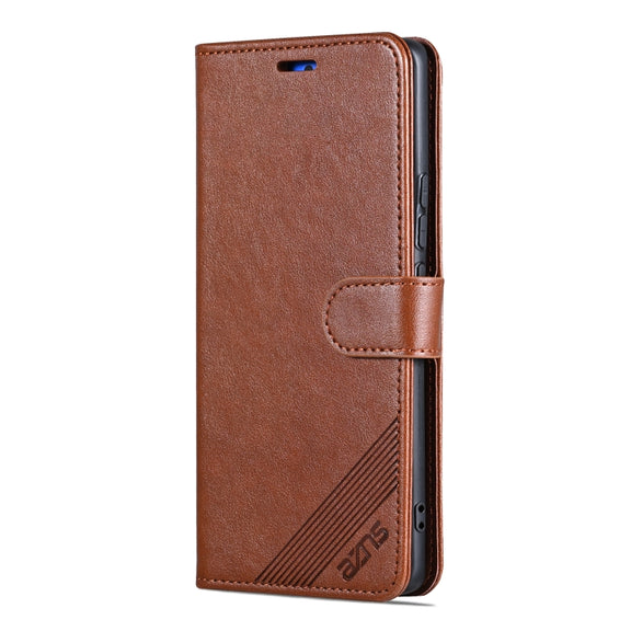 For vivo X100 5G AZNS Sheepskin Texture Flip Leather Phone Case(Brown)