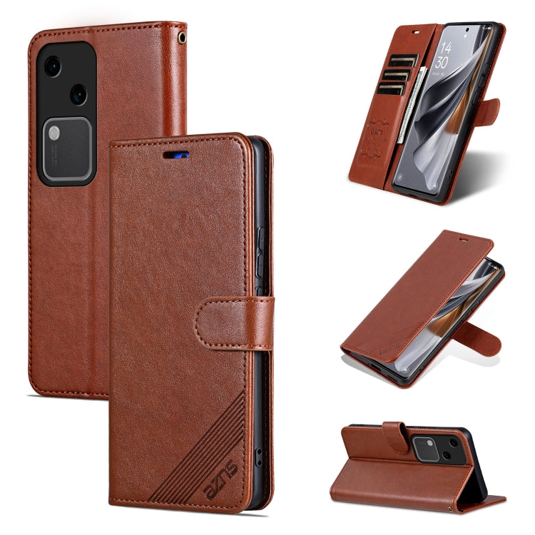 For vivo S18 AZNS Sheepskin Texture Flip Leather Phone Case(Brown) - vivo Cases by AZNS | Online Shopping South Africa | PMC TechLife | Buy Now Pay Later Mobicred