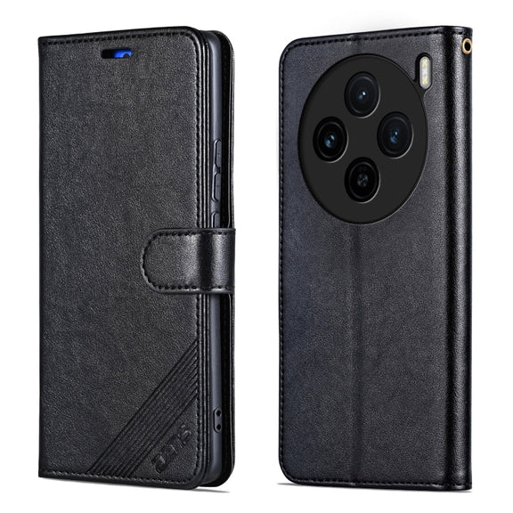 For vivo X100S AZNS Sheepskin Texture Flip Leather Phone Case(Black)