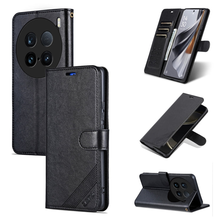 For vivo X100 Ultra AZNS Sheepskin Texture Flip Leather Phone Case(Black) - free shipping - PMC Jewellery - Order now!