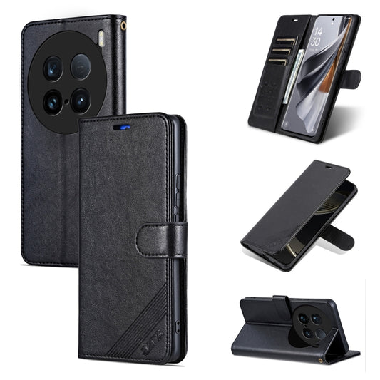 For vivo X100 Ultra AZNS Sheepskin Texture Flip Leather Phone Case(Black) - free shipping - PMC Jewellery - Order now!