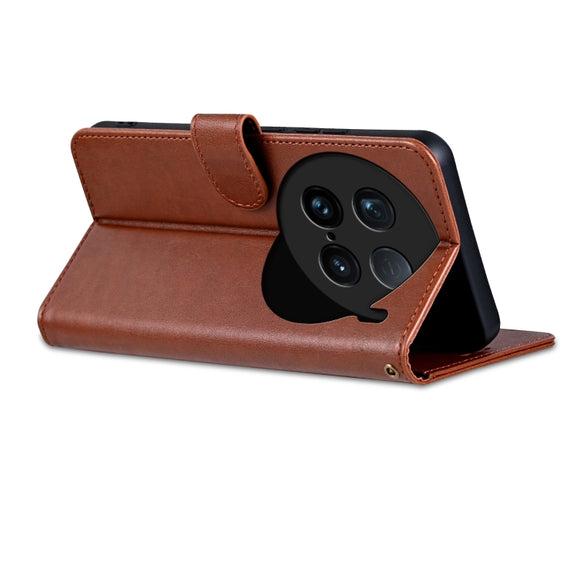 For vivo X100 Ultra AZNS Sheepskin Texture Flip Leather Phone Case(Brown)