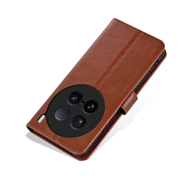 For vivo X100 Ultra AZNS Sheepskin Texture Flip Leather Phone Case(Brown)