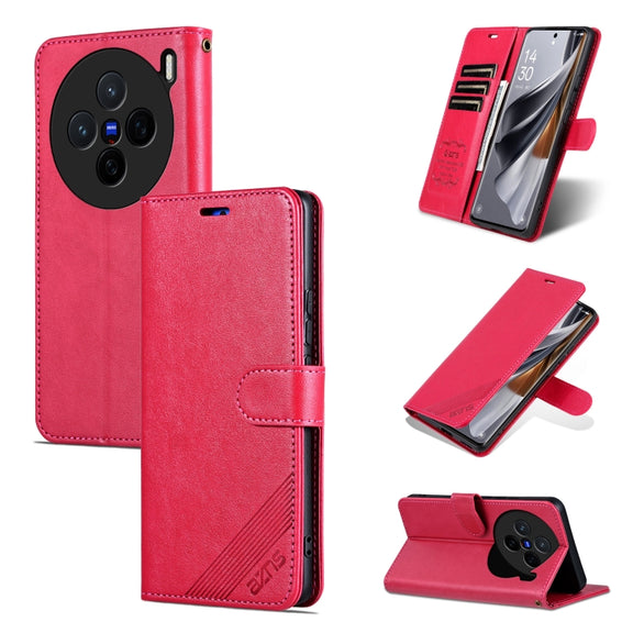 For vivo X200 AZNS Sheepskin Texture Flip Leather Phone Case(Red)