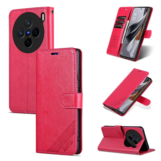 For vivo X200 AZNS Sheepskin Texture Flip Leather Phone Case(Red)