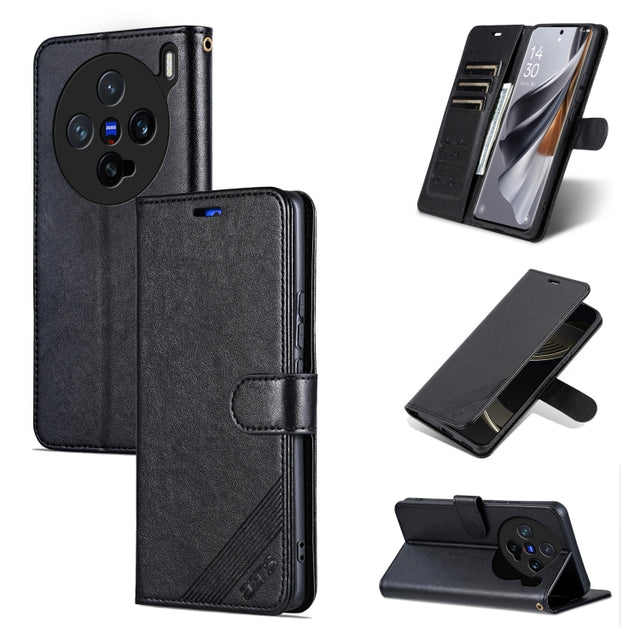 For vivo X200 Pro mini AZNS Sheepskin Texture Flip Leather Phone Case(Black)