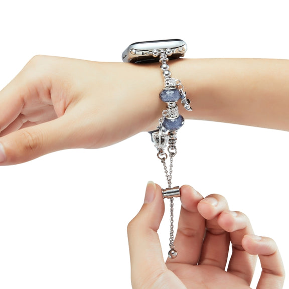 Bead Bracelet Metal Watch Band For Apple Watch SE 2023 44mm(Silver Owl)