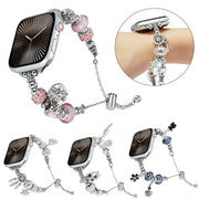 Bead Bracelet Metal Watch Band For Apple Watch SE 2023 40mm(Silver Owl)