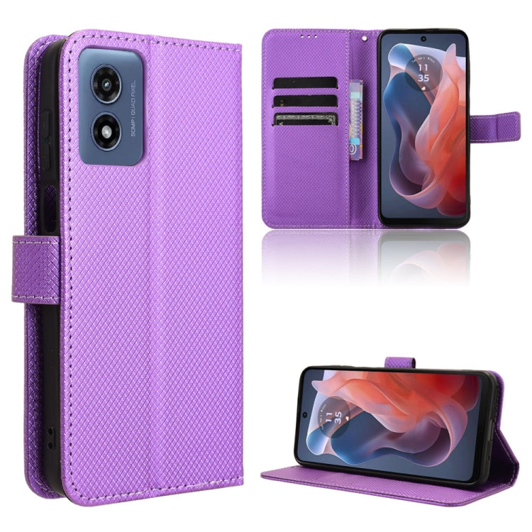 For Motorola Moto G Play 4G 2024 Diamond Texture Leather Phone Case(Purple) - Motorola Cases by PMC Jewellery | Online Shopping South Africa | PMC Jewellery | Buy Now Pay Later Mobicred