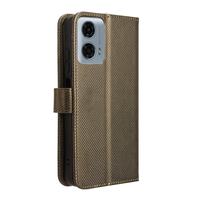 For Motorola Moto G Power 5G 2024 Diamond Texture Leather Phone Case(Brown) - Motorola Cases by PMC Jewellery | Online Shopping South Africa | PMC Jewellery | Buy Now Pay Later Mobicred
