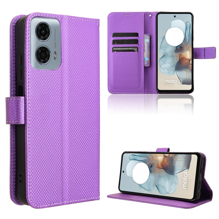 For Motorola Moto G Power 5G 2024 Diamond Texture Leather Phone Case(Purple) - Motorola Cases by PMC Jewellery | Online Shopping South Africa | PMC Jewellery | Buy Now Pay Later Mobicred