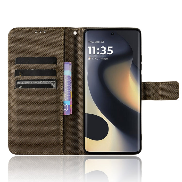 For Motorola Edge 2024 5G Diamond Texture Leather Phone Case(Brown) - Motorola Cases by PMC Jewellery | Online Shopping South Africa | PMC Jewellery | Buy Now Pay Later Mobicred