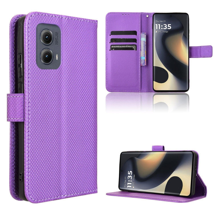 For Motorola Edge 2024 5G Diamond Texture Leather Phone Case(Purple) - Motorola Cases by PMC Jewellery | Online Shopping South Africa | PMC Jewellery | Buy Now Pay Later Mobicred
