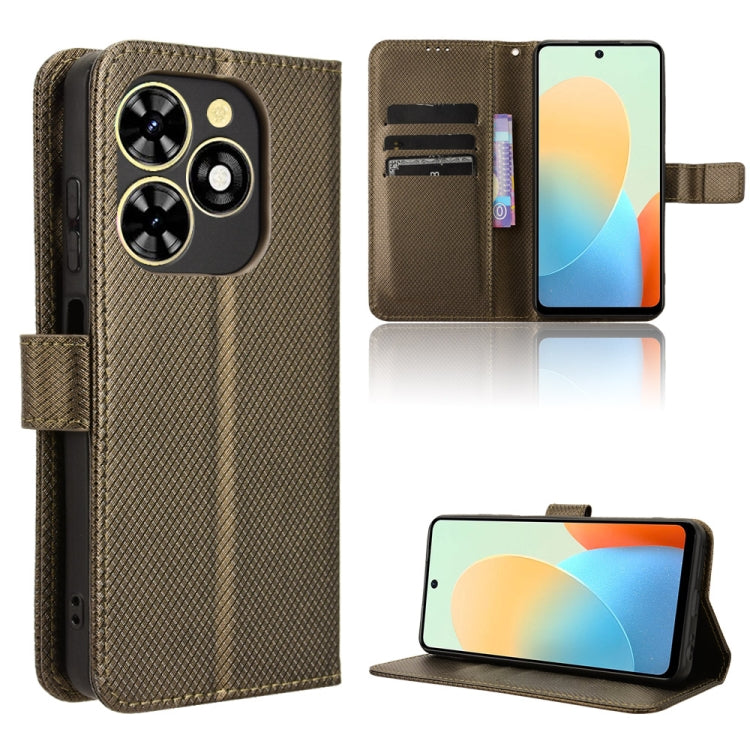 For Tecno Spark Go 2024 Diamond Texture Leather Phone Case(Brown) - Tecno Cases by PMC Jewellery | Online Shopping South Africa | PMC Jewellery | Buy Now Pay Later Mobicred