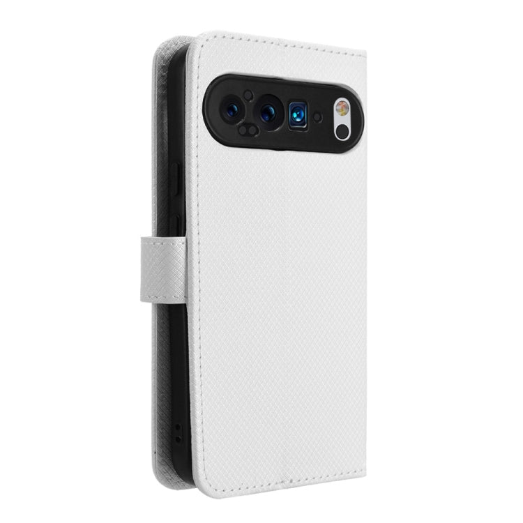 For Google Pixel 9 Diamond Texture Leather Phone Case(White) - Google Cases by PMC TechLife | Online Shopping South Africa | PMC TechLife | Buy Now Pay Later Mobicred