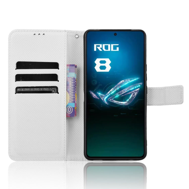 For Asus ROG Phone 8 Diamond Texture Leather Phone Case(White) - ASUS Cases by PMC TechLife | Online Shopping South Africa | PMC TechLife | Buy Now Pay Later Mobicred